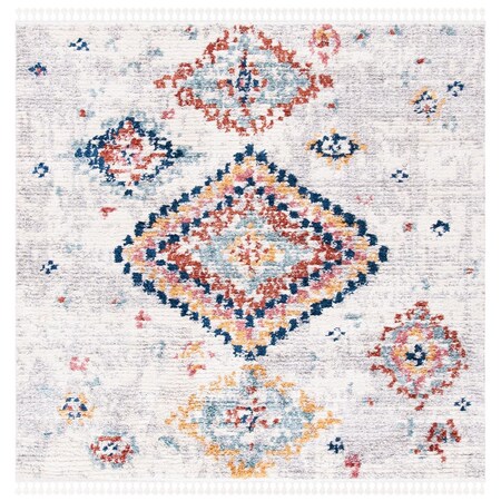 Safavieh 3 x 3 ft. Morocco Power Loomed Square Area Rug Ivory & Multi Color MRC954A-3SQ